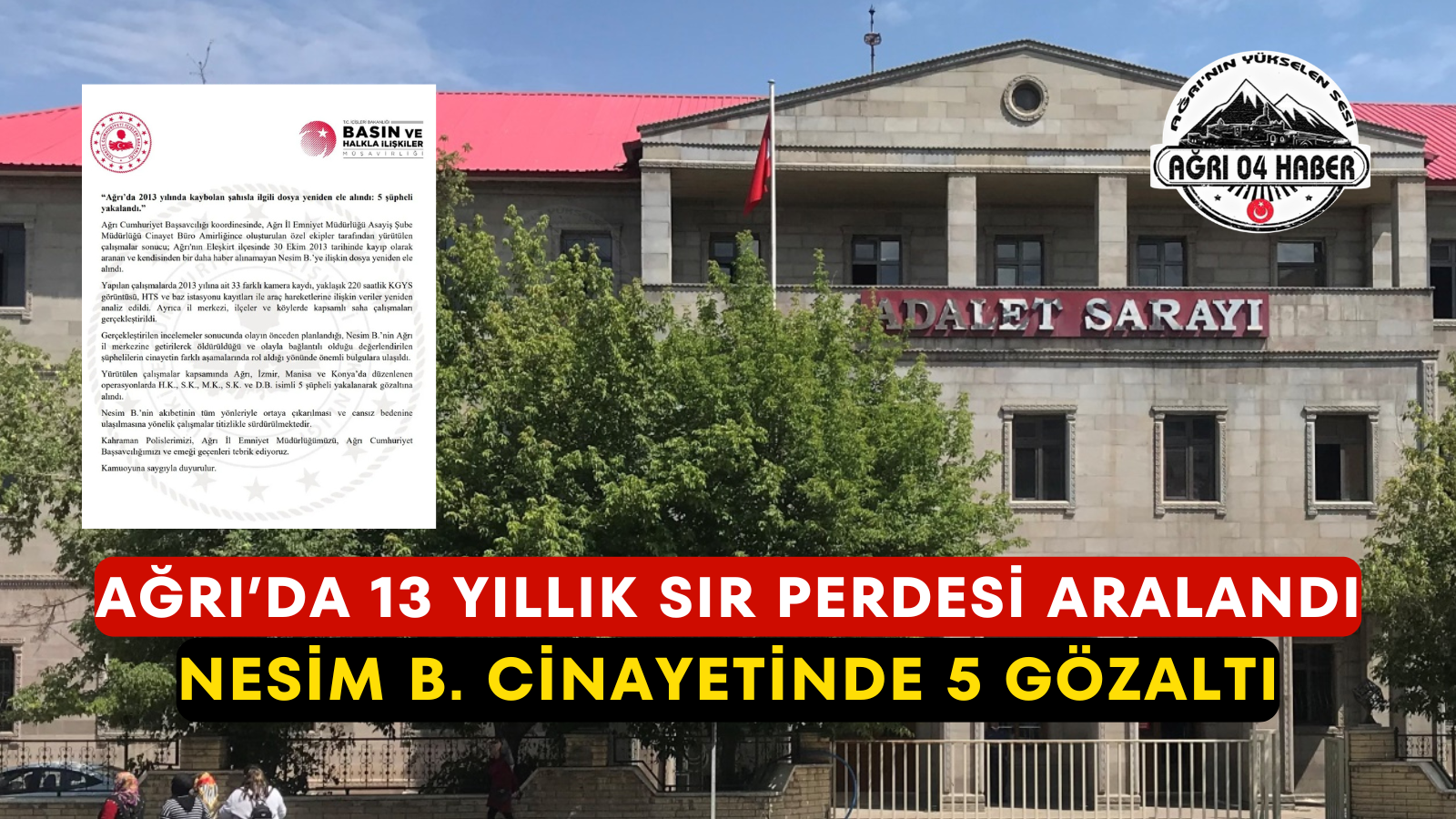 Ağrı’da 13 Yıllık Sır Perdesi Aralandı: Nesim B. Cinayetinde 5 Gözaltı