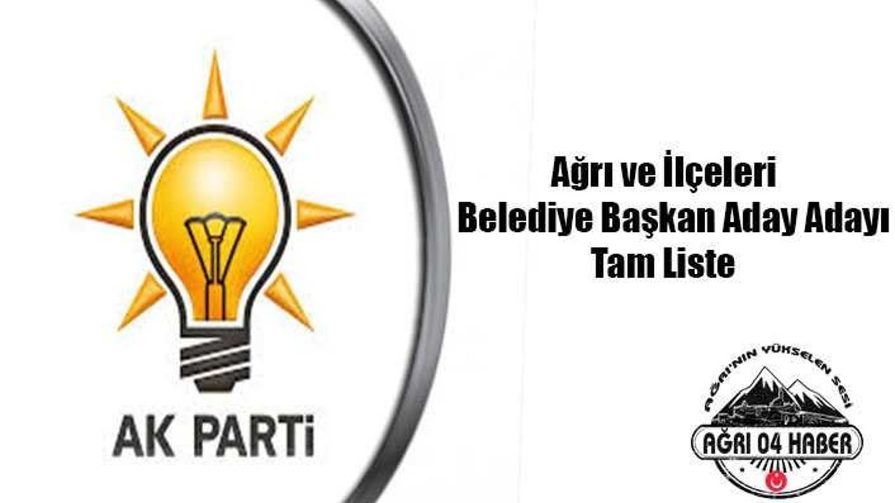 Ak Parti Ağrı ve Tüm İlçeleri Aday Adayı Listesi
