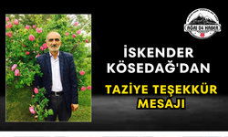 İskender Kösedağ'dan Taziye Teşekkür Mesajı