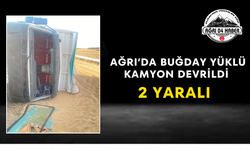Ağrı’da Buğday Yüklü Kamyon Devrildi 2 Yaralı