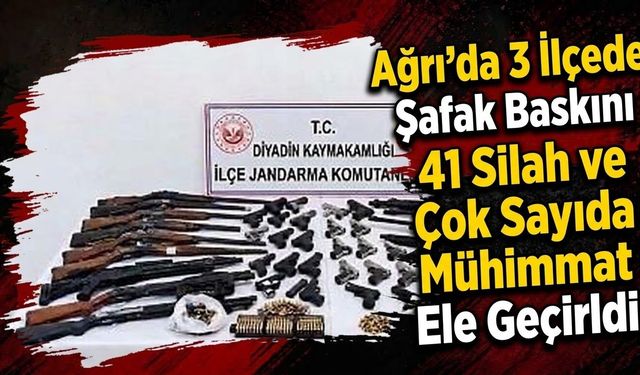 Ağrı'da 3 İlçede Şafak Baskını 41 Silah ve Çok Sayıda Mühimmat Ele Geçirildi