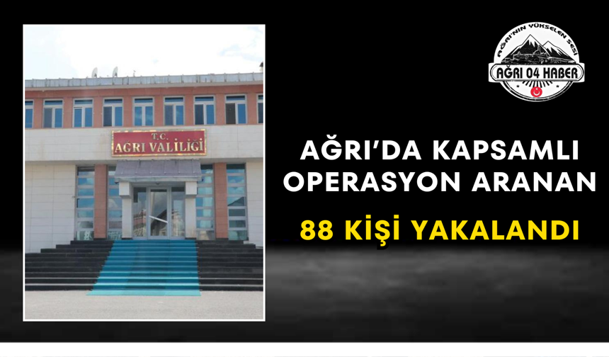 Ağrı’da Kapsamlı Operasyon Aranan 88 Kişi Yakalandı