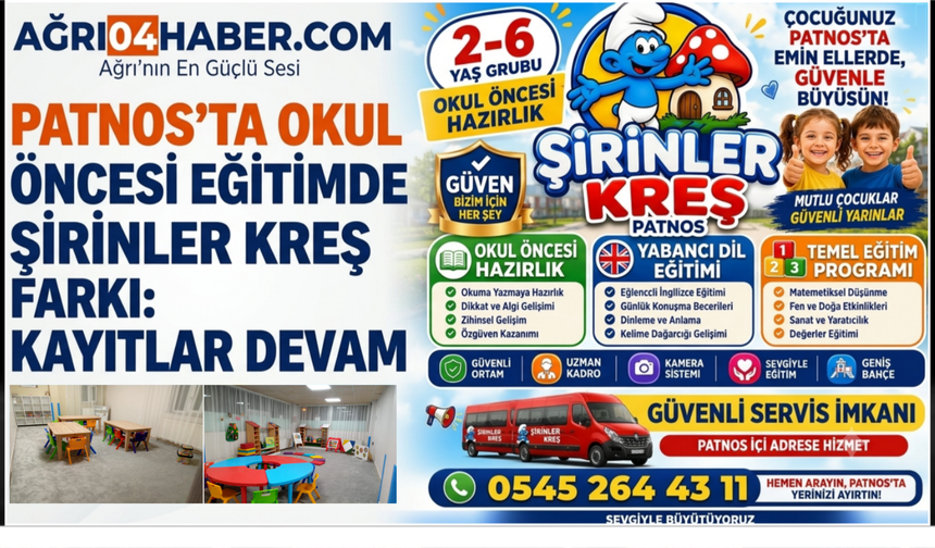Patnos'ta Okul Öncesi Eğitimde Şirinler Kreş Farkı Kayıtlar Devam Ediyor