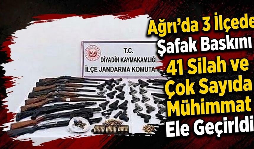 Ağrı'da 3 İlçede Şafak Baskını 41 Silah ve Çok Sayıda Mühimmat Ele Geçirildi